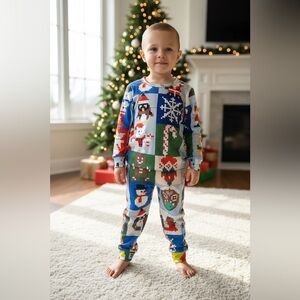 Festive Pixel Art Kids Pajama Set (5-6 yrs)